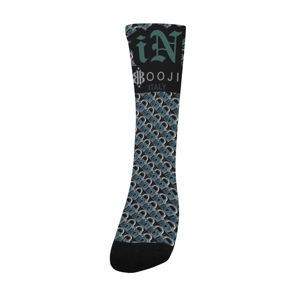 BOOJI ITALY LOCK IN MEN'S BLACK TUBE SOCKS DEEP GREEN