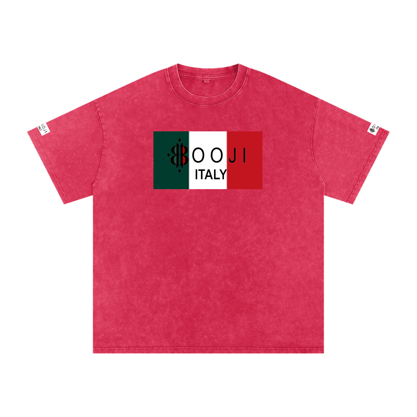 BOOJI ITALY ITALIAN FLAG BRAND LOGO SNOW WASHED T-SHIRT