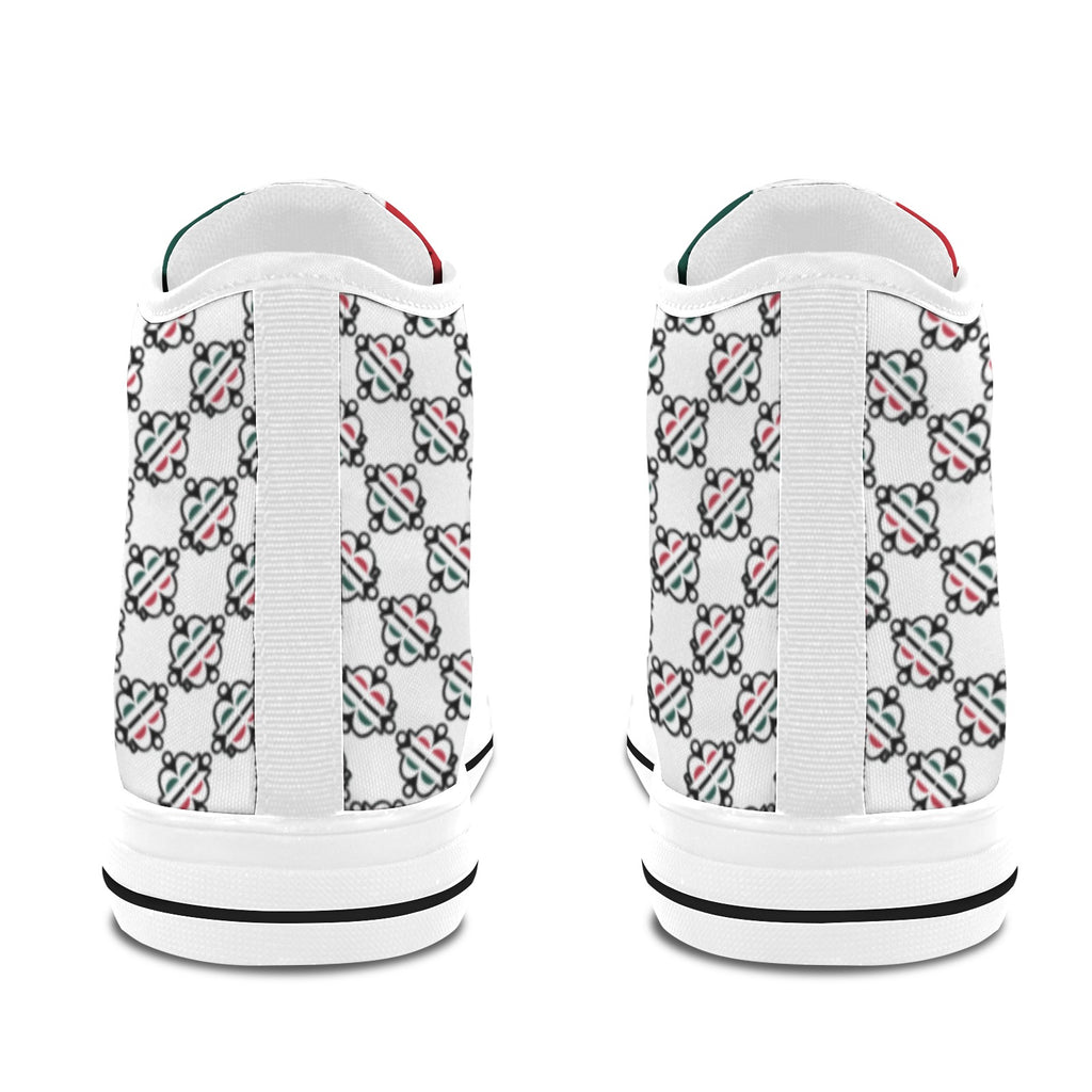 BOOJI LOGO PATTERN WHITE Vancouver High Top Canvas Men's Shoes (Model1013-1)