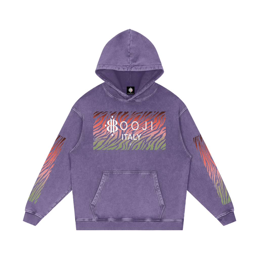 BOOJI ITALY WILD INFLUENCE COLLECTION MULTI-COLOR ZEBRA SNOW WASHED HOODIE