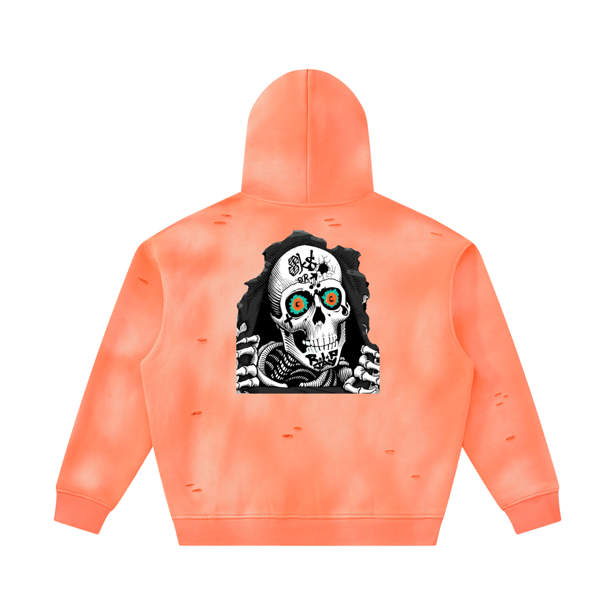 BOOJI ITALY SK8R'S COLLECTION SUNFADED DISTRESSED FLEECE HOODIE