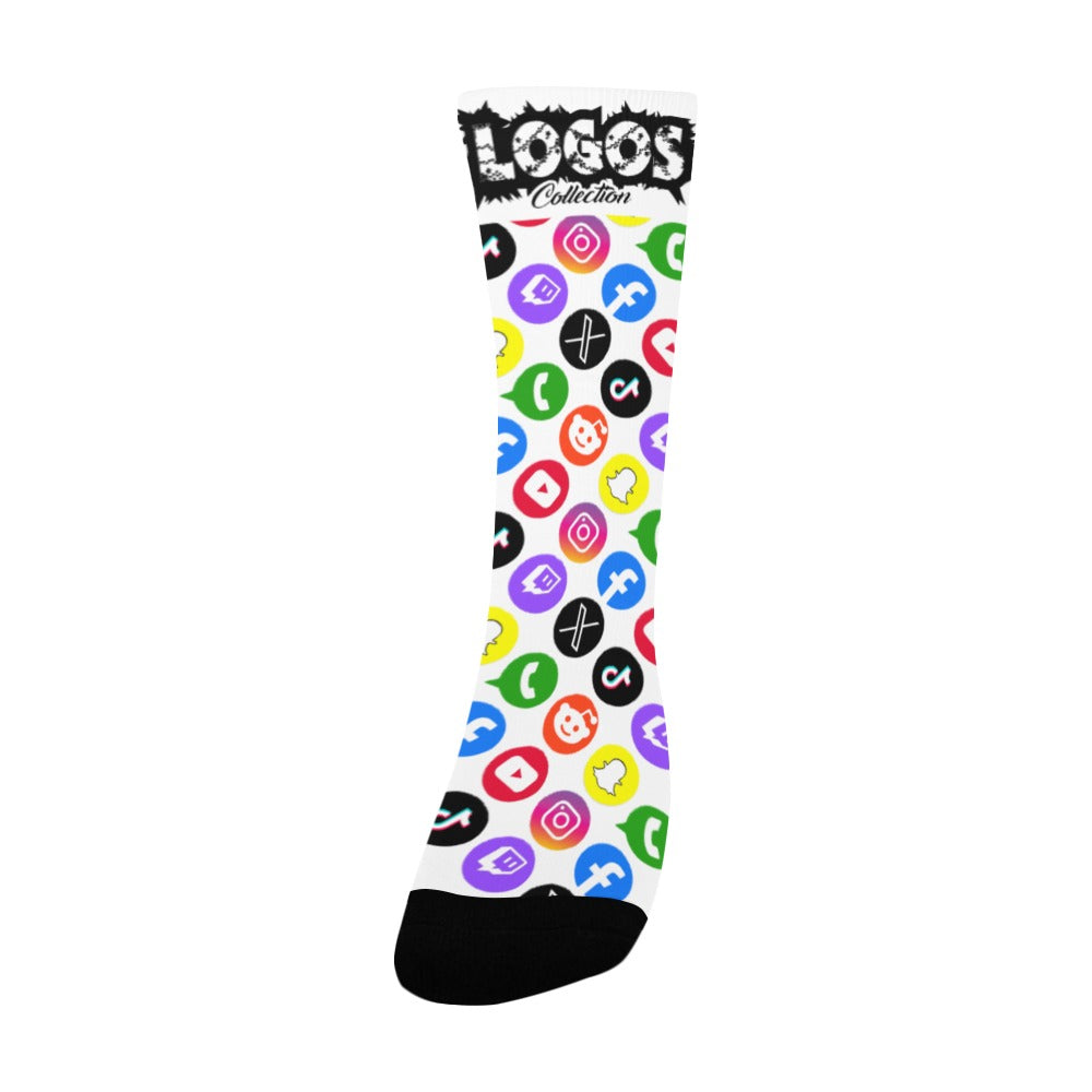 BOOJI ITALY LOGOS COLLECTION WOMEN'S WHITE CREW SOCKS Women's Custom Socks