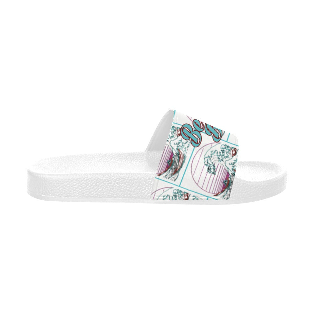 BOOJI ITALY BE A WAVE BEHAVE COLLECTION MEN'S WHITE SOLE SLIDES