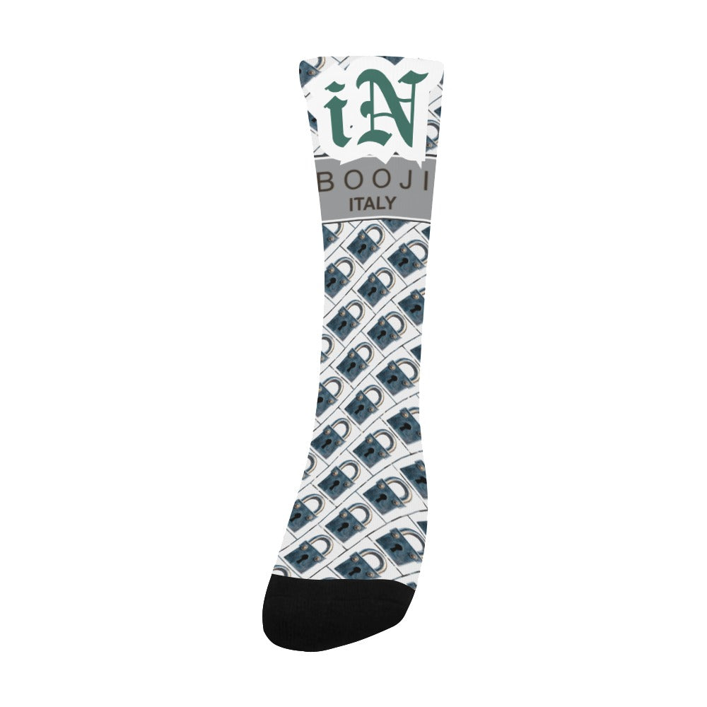 BOOJI ITALY LOCK IN MEN'S WHITE TUBE SOCKS DEEP GREEN