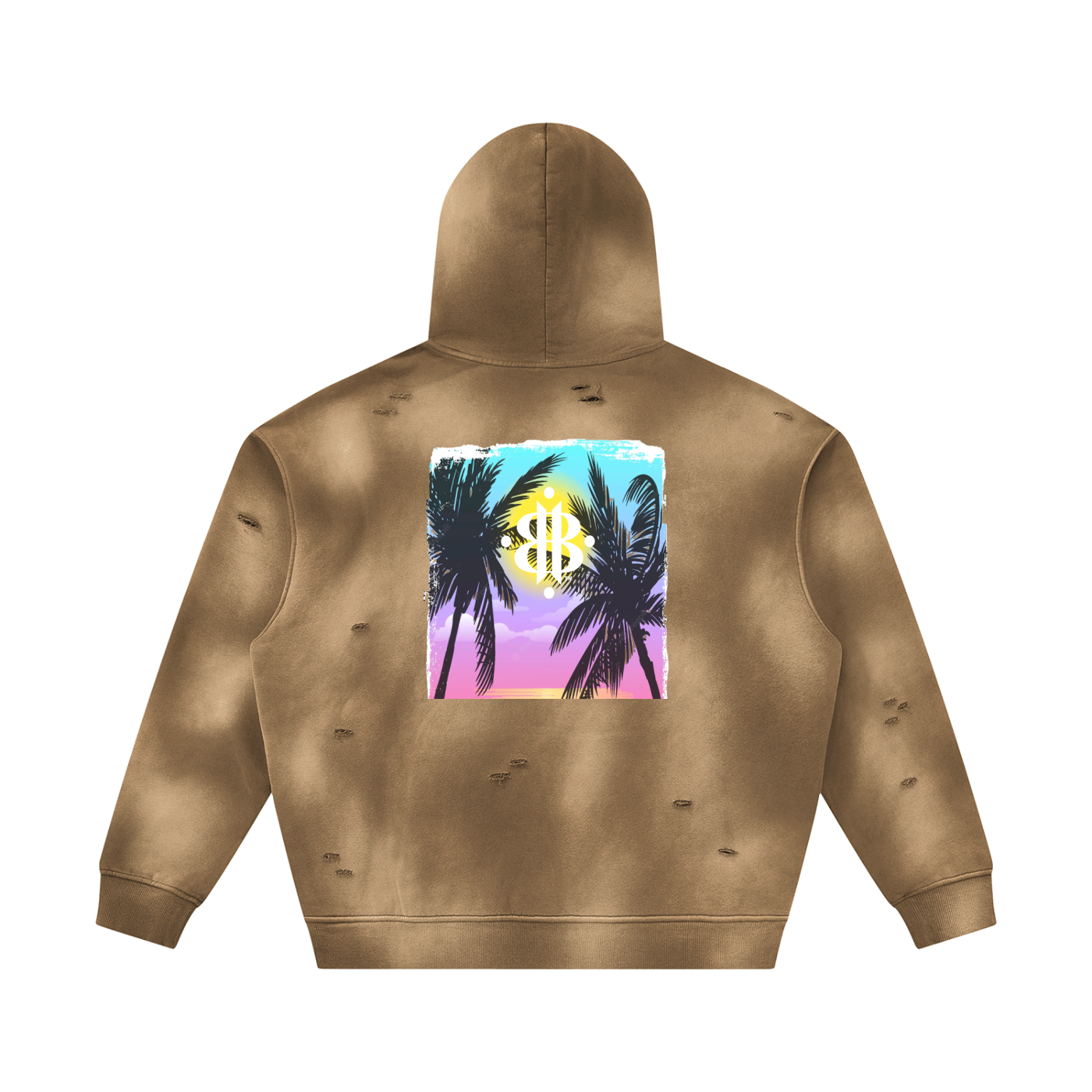 BOOJI ITALY GRAFITTI LOGO SUNFADED FRAYED FLEECE HOODIE