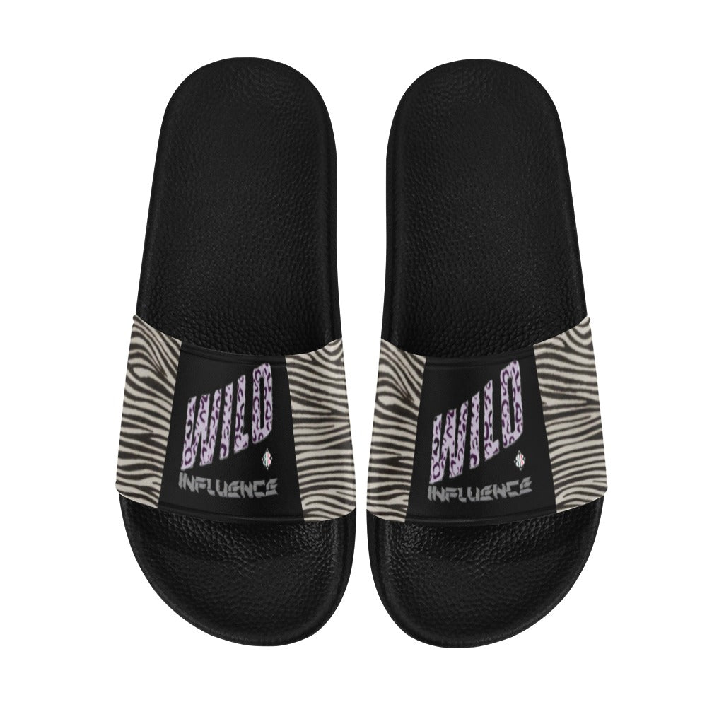 BOOJI ITALY WILD INFLUENCE ZEBRA LOGO MEN'S BLACK SOLE SLIDES
