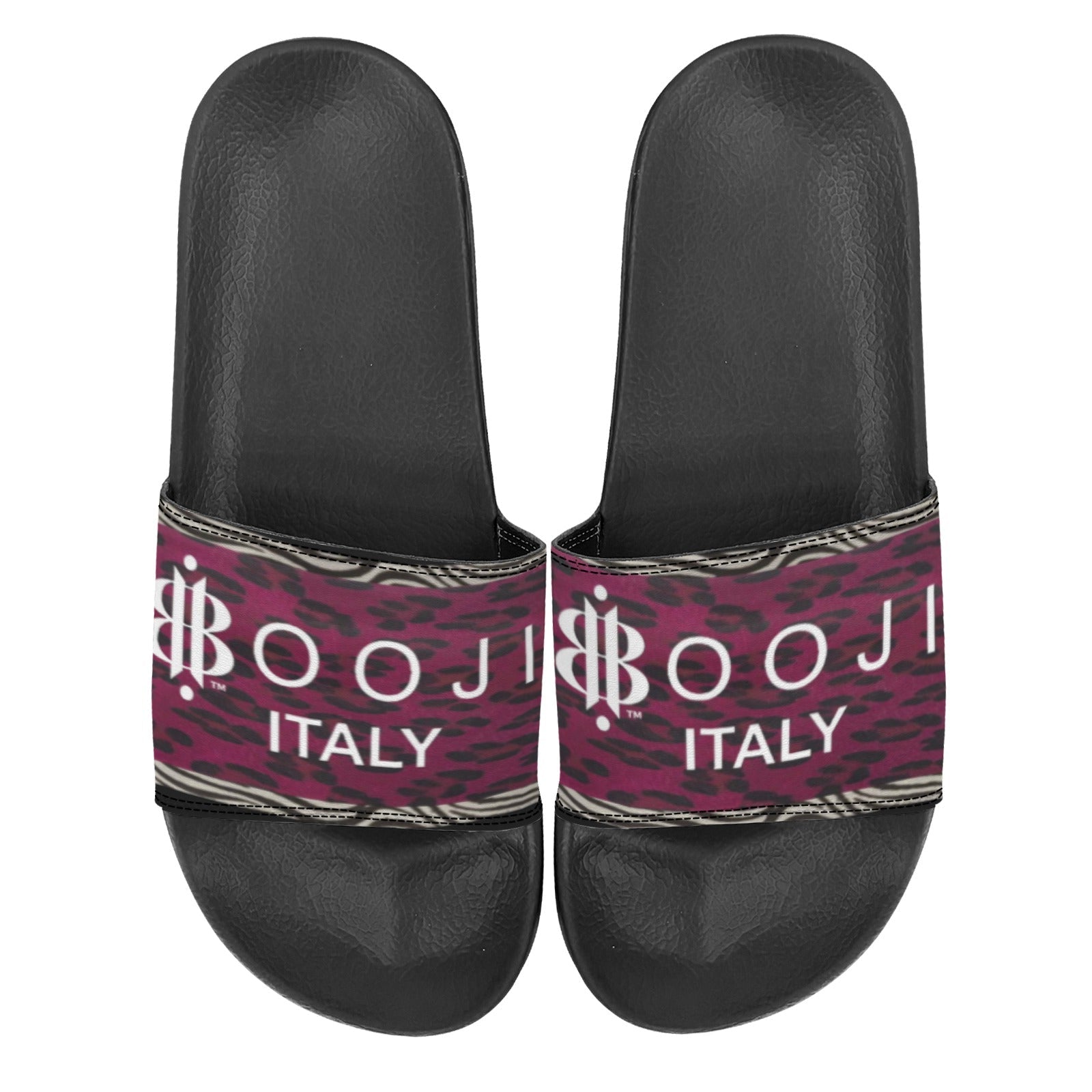 BOOJI ITALY WILD INFLUENCE COLLECTION LOGO MEN'S BLACK SOLE SLIDES Custom Men's One-piece Slippers