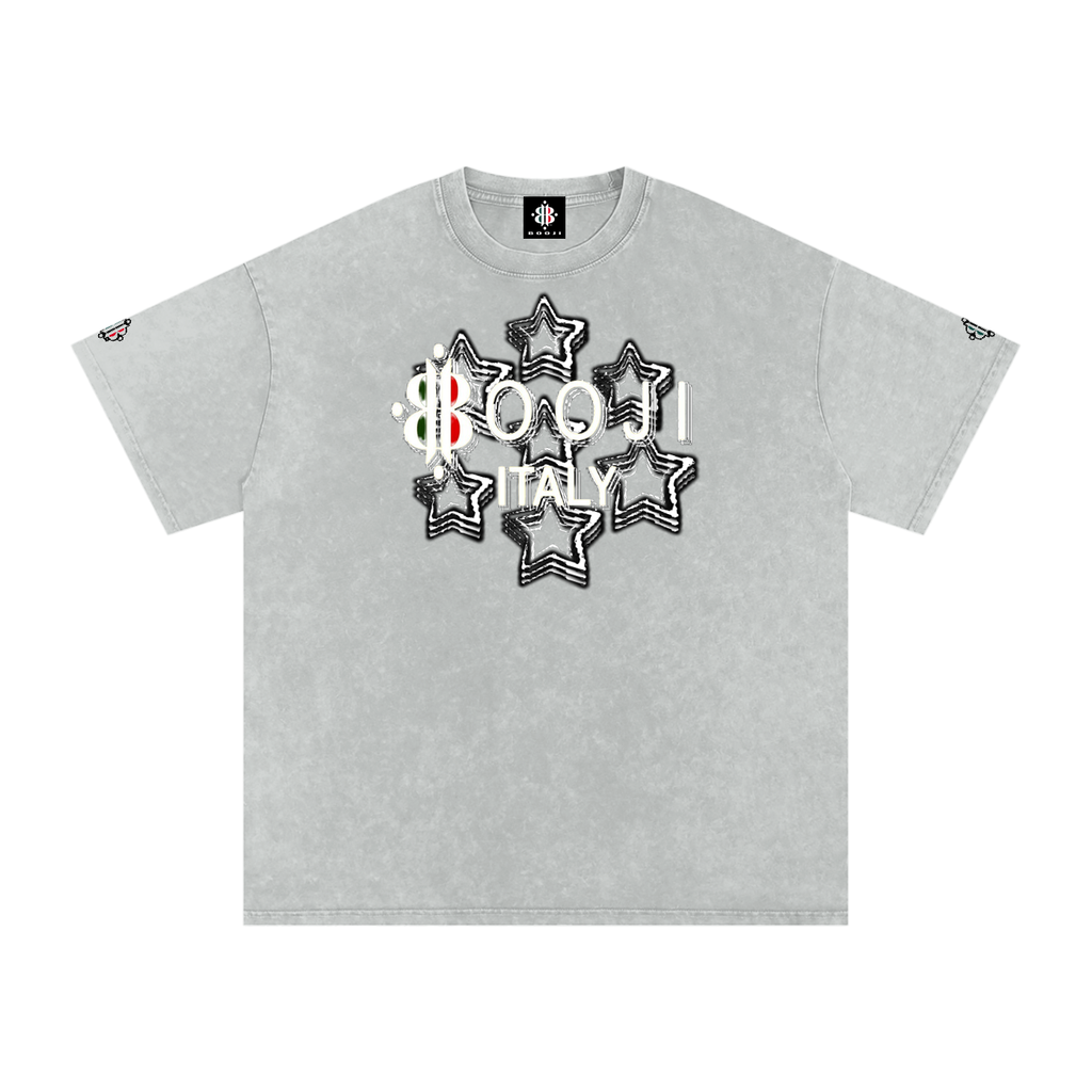 BOOJI ITALY 7 STARS 4 EVER $ LOGO SNOW WASHED T-SHIRT
