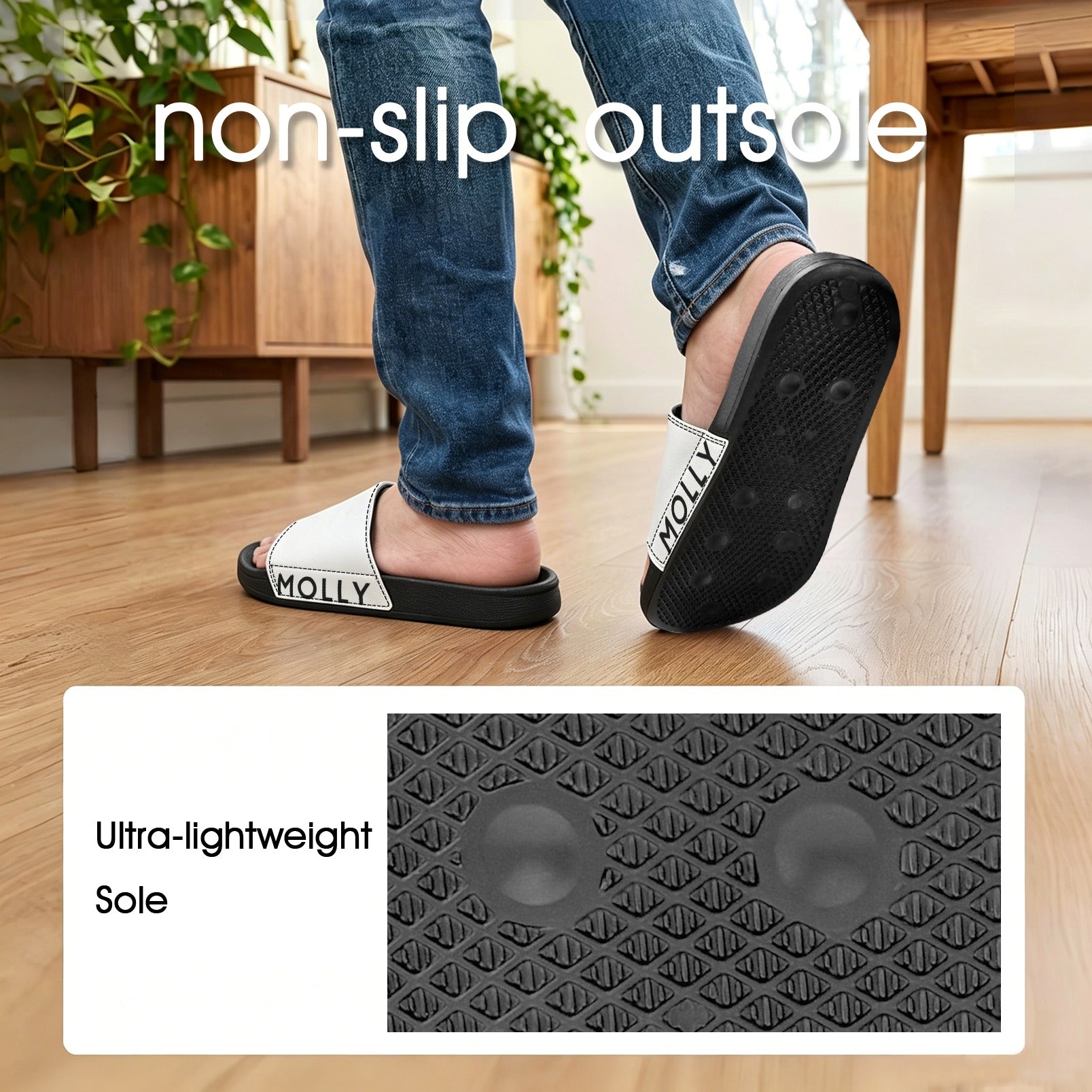 BOOJI ITALY MOLLYHOOD COLLECTION MEN'S BLACK SOLE SLIDES Custom Men's One-piece Slippers