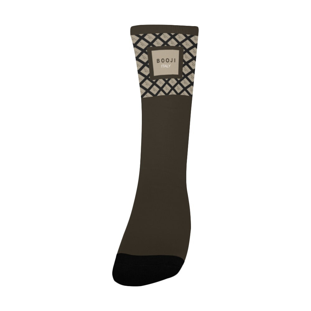 BOOJI ITALY GRAIL'S COLLECTION WOMEN'S DARK BROWN CREW SOCKS Women's Custom Socks