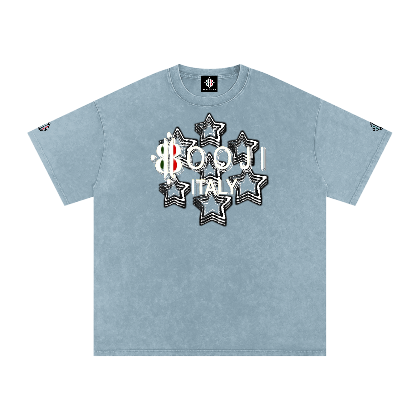 BOOJI ITALY 7 STARS 4 EVER $ LOGO SNOW WASHED T-SHIRT