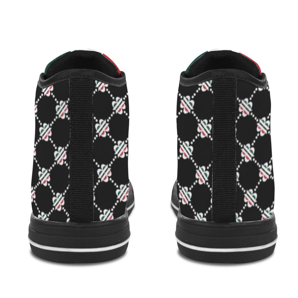 BOOJI LOGO PATTERN BLACK Vancouver High Top Canvas Women's Shoes (Model1013-1)