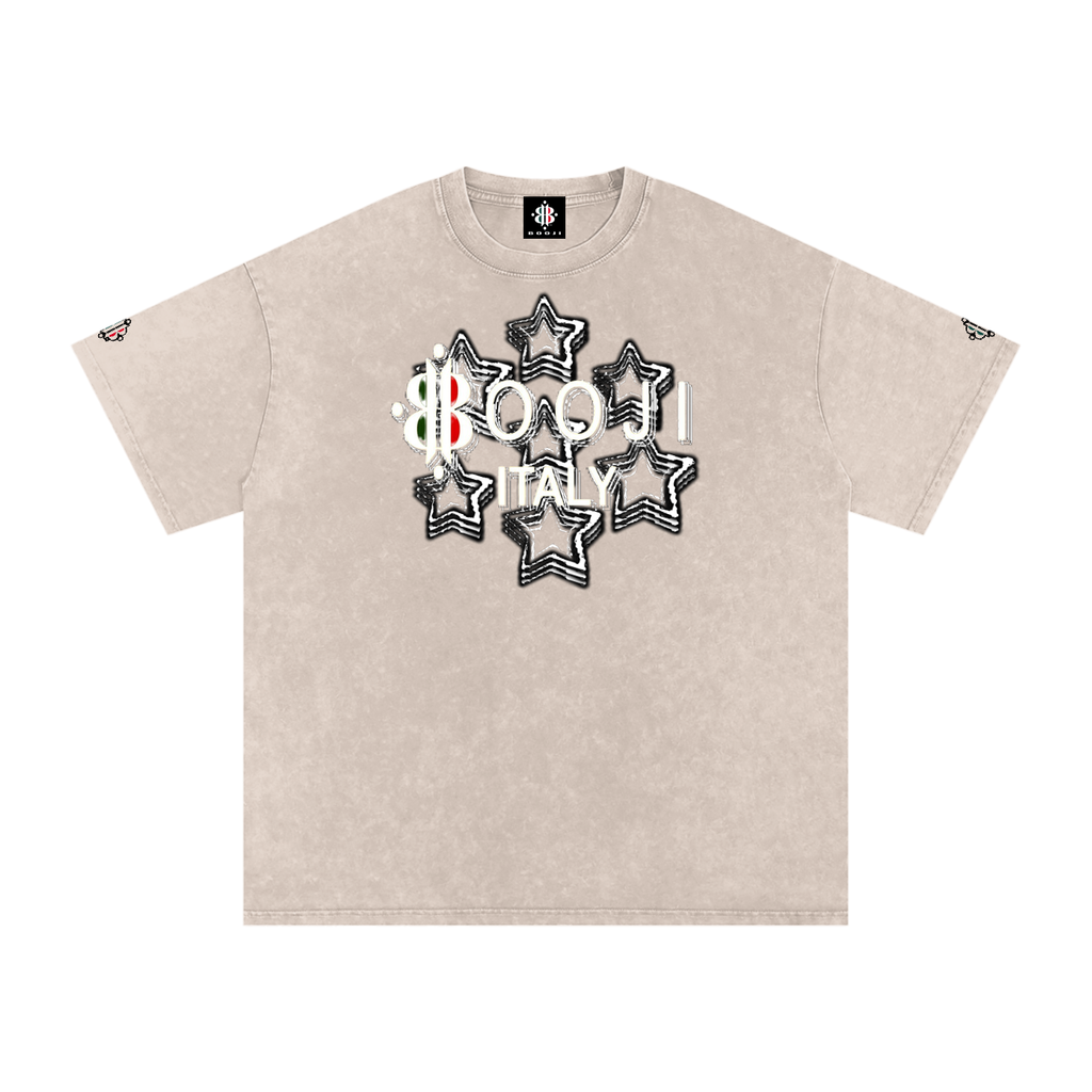 BOOJI ITALY 7 STARS 4 EVER $ LOGO SNOW WASHED T-SHIRT