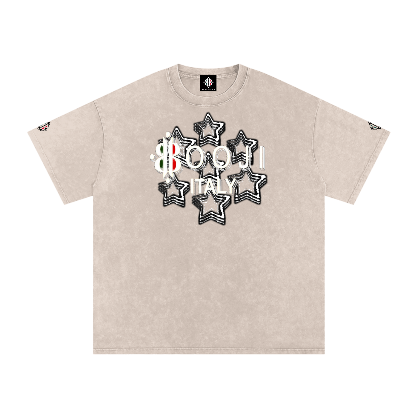 BOOJI ITALY 7 STARS 4 EVER $ LOGO SNOW WASHED T-SHIRT