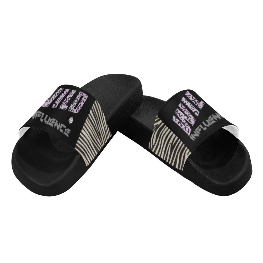 BOOJI ITALY WILD INFLUENCE ZEBRA LOGO WOMEN'S BLACK SOLE SLIDES