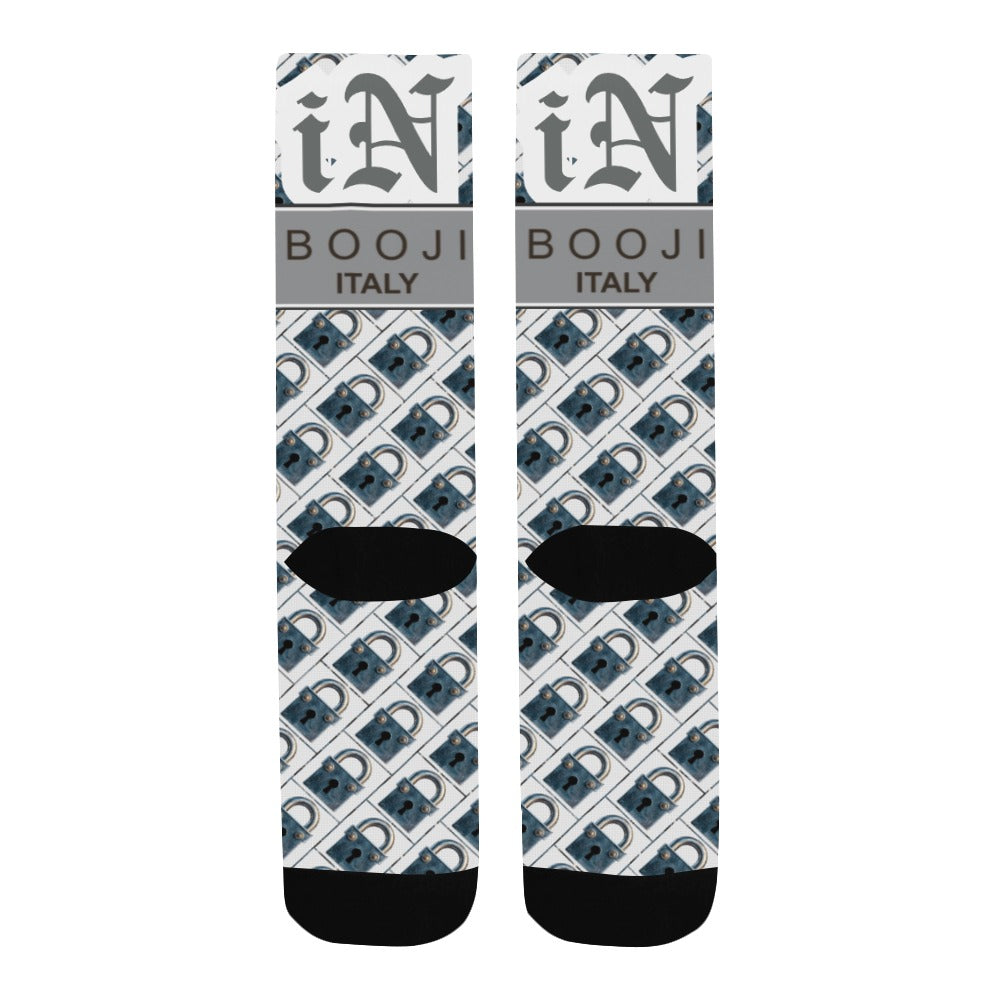 BOOJI ITALY LOCK IN MEN'S WHITE TUBE SOCKS GANGSTER GREY