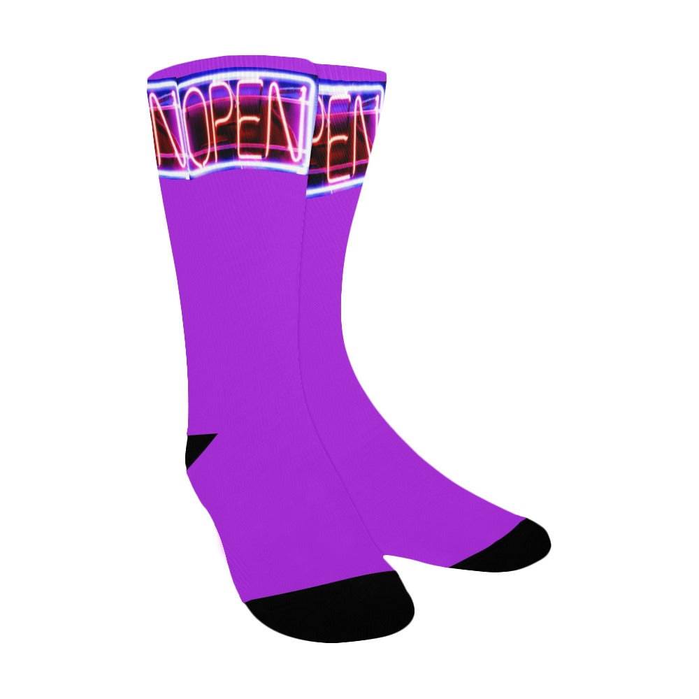 BOOJI ITALY OPEN SIGN COLLECTION WOMEN'S PURPLE CREW SOCKS Women's Custom Socks