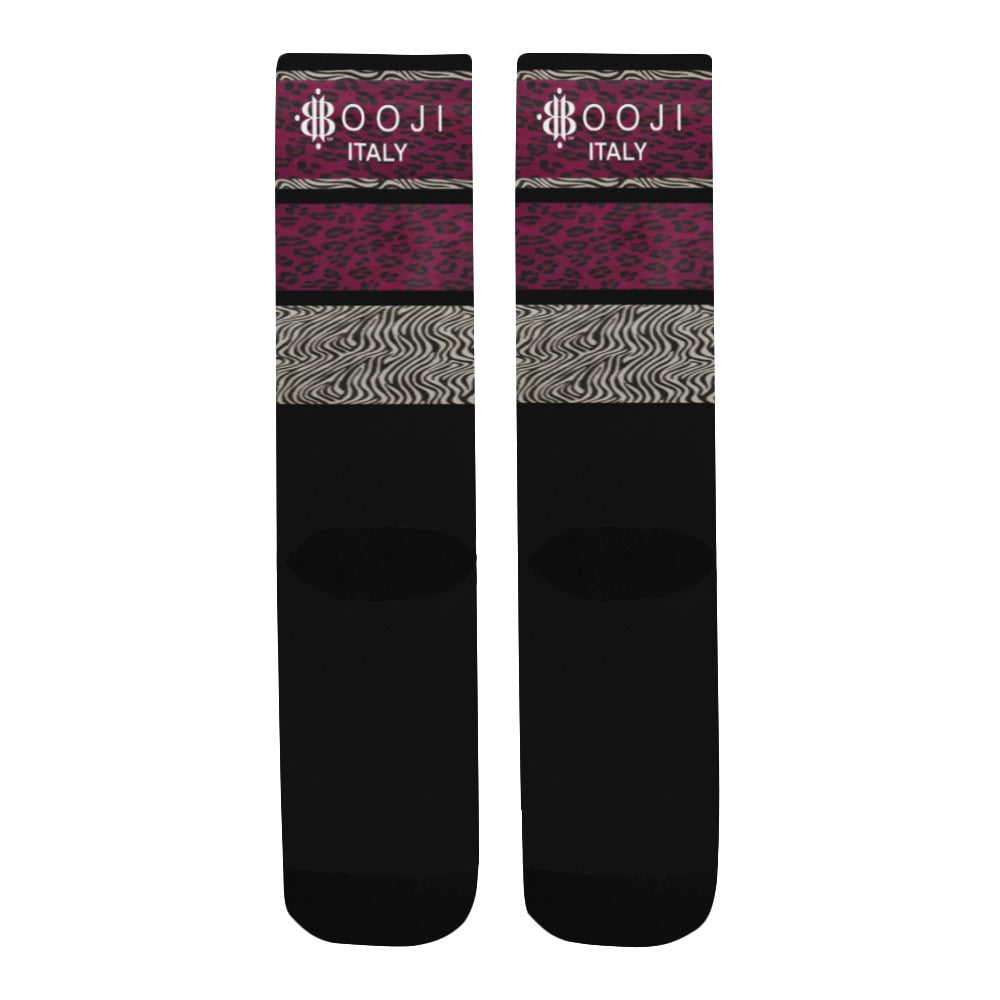 BOOJI ITALY WILD INFLUENCE COLLECTION MEN'S BLACK STRIP TUBE SOCKS