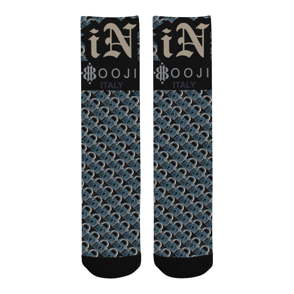 BOOJI ITALY LOCK IN MEN'S BLACK TUBE SOCKS BEIGE