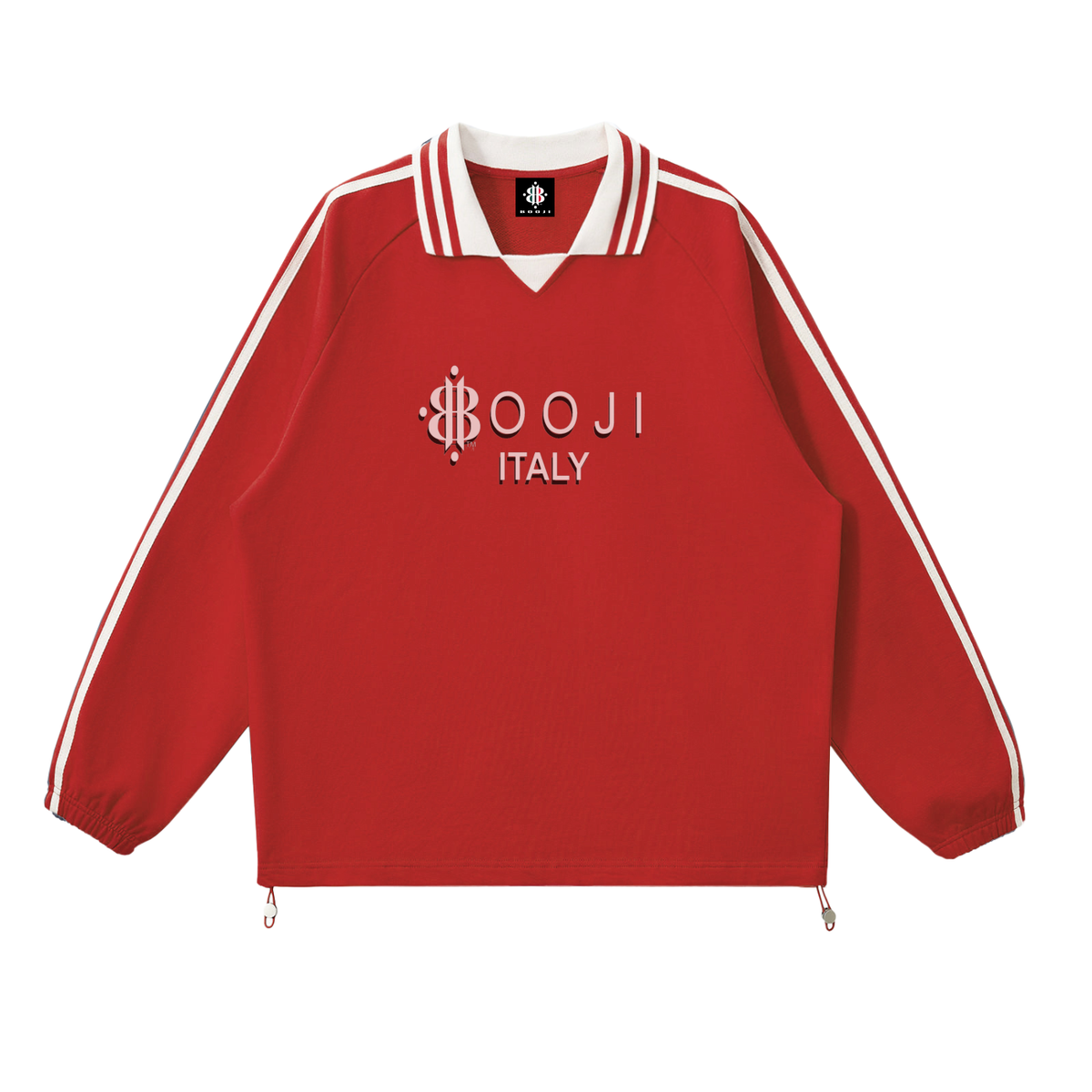 BOOJI ITALY 4 EVER $ LOGO STRIPED LAPEL MEN'S COLLARED SWEATER
