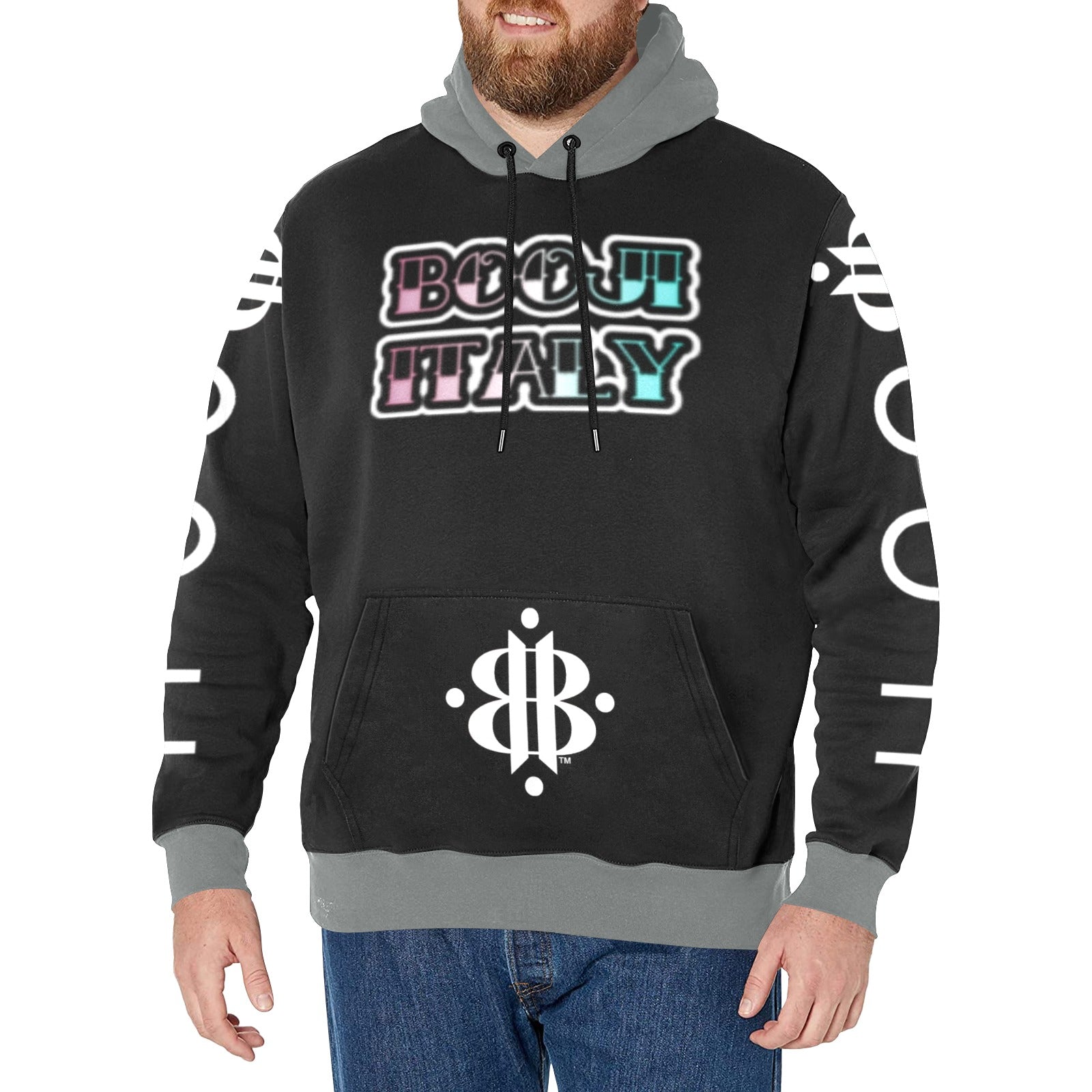 BOOJI INVERTED LOGO New Men's All-Over Print Hoodie (Model H55)