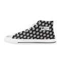 BOOJI LOGO PATTERN FLAG WHITE & BLACK Women's High Top Canvas Shoes (Modle 017)