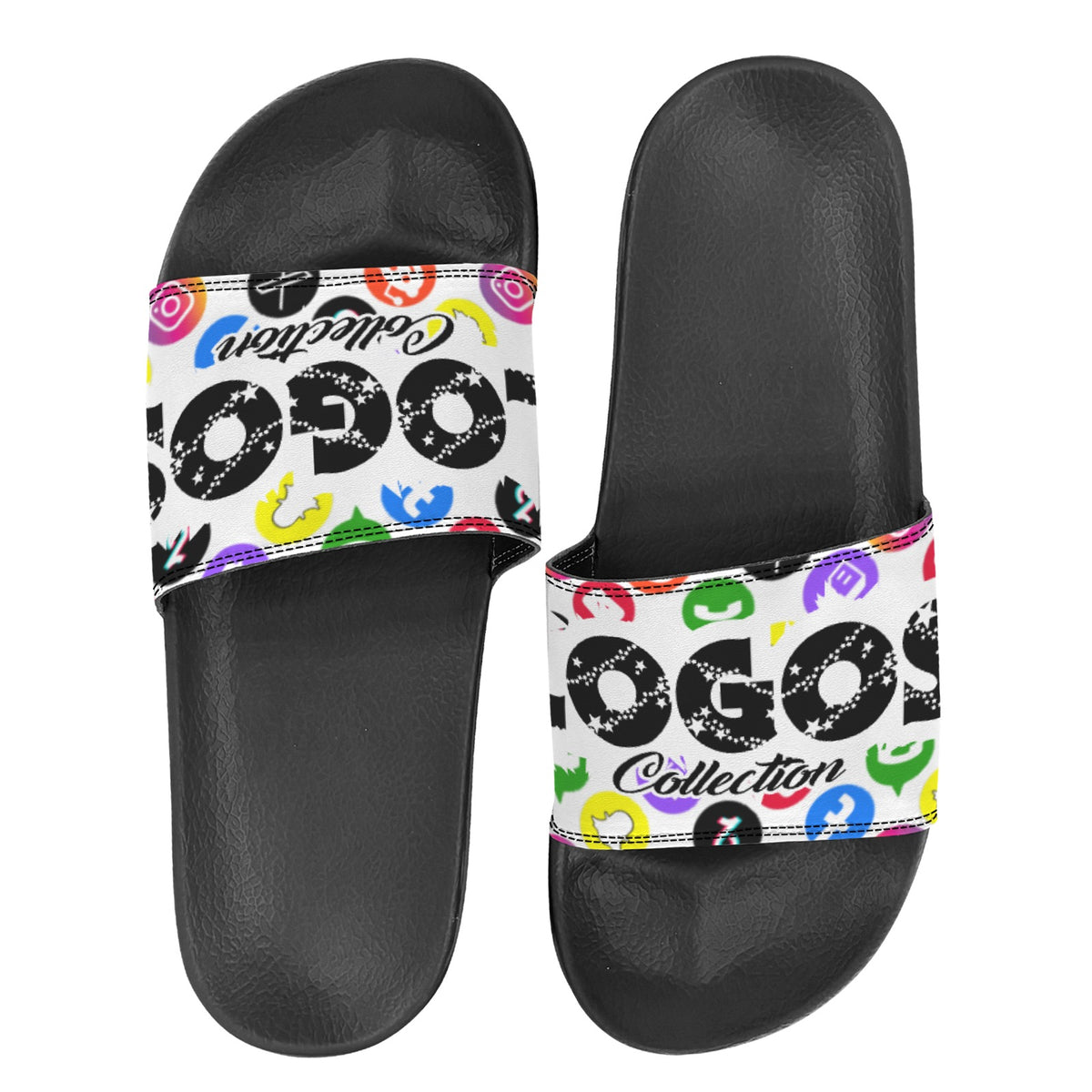 BOOJI ITALY LOGOS COLLECTION WOMEN'S BLACK SOLE SLIDES
