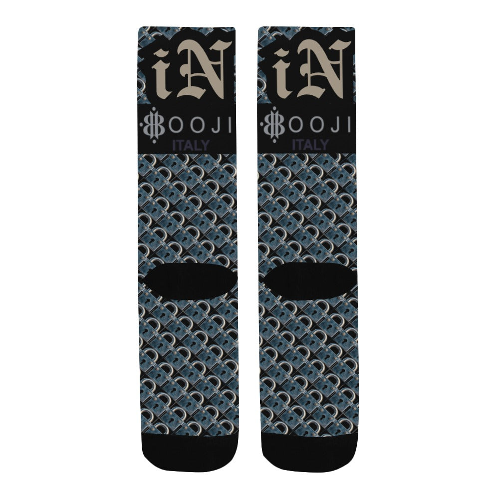 BOOJI ITALY LOCK IN MEN'S BLACK TUBE SOCKS BEIGE