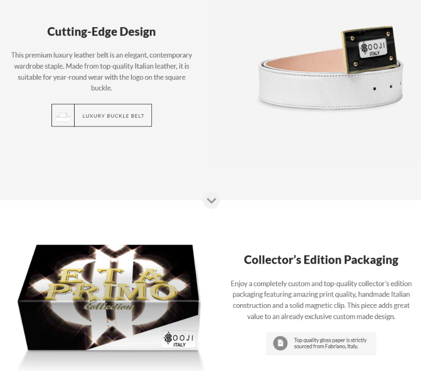 BOOJI ITALY ETA PRIMO COLLECTION DESIGNER LEATHER BELT