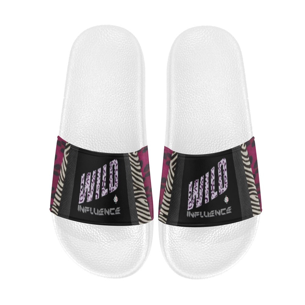 BOOJI ITALY WILD INFLUENCE FULL ZOO LOGO MEN'S WHITE SOLE SLIDES