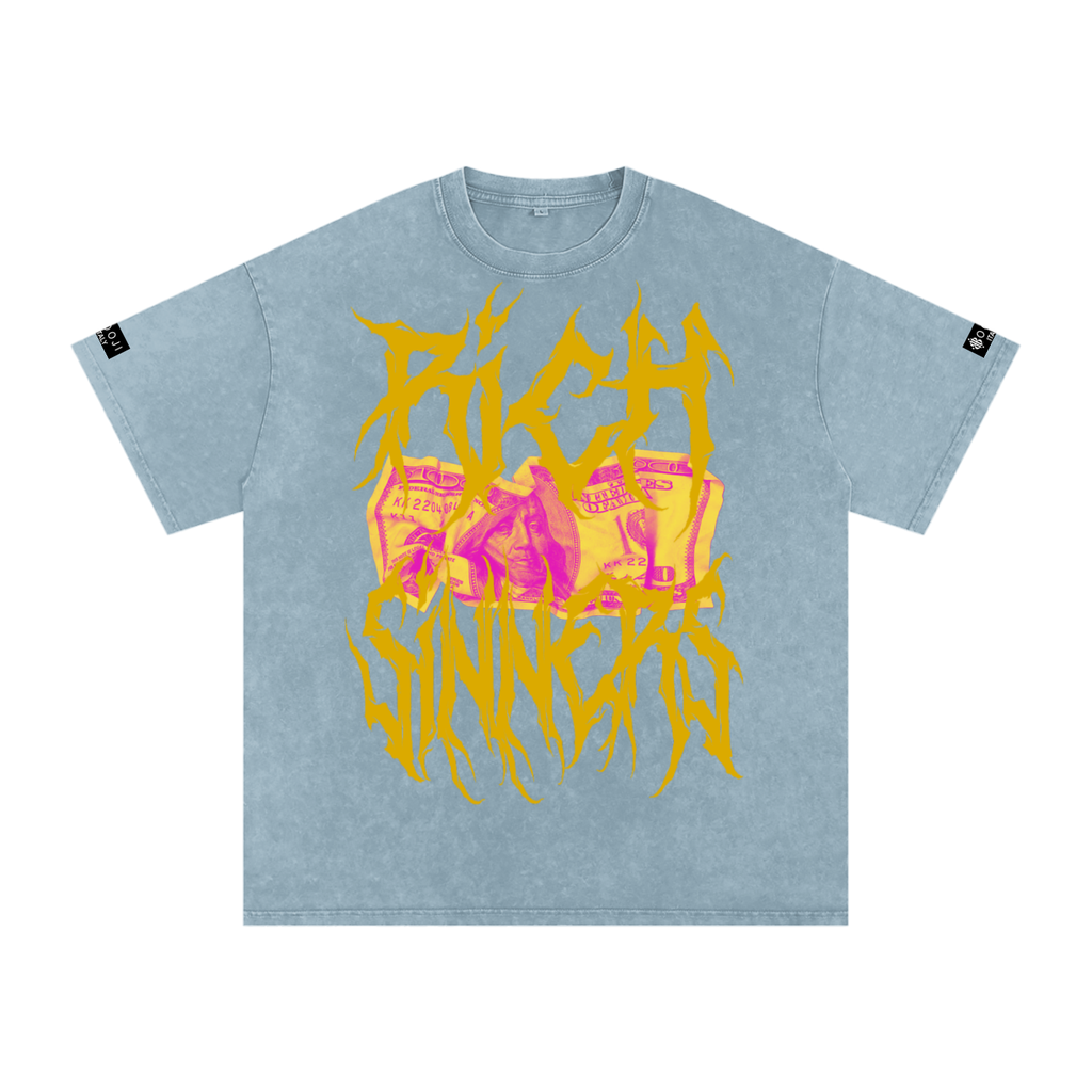 BOOJI ITALY "RICH SINNERS-REAL IS RARE" SNOW WASHED T-SHIRT