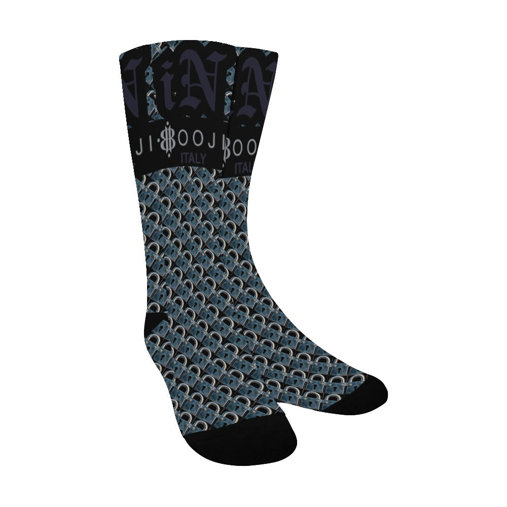 BOOJI ITALY LOCK IN MEN'S BLACK TUBE SOCKS SHINOBI BLUE