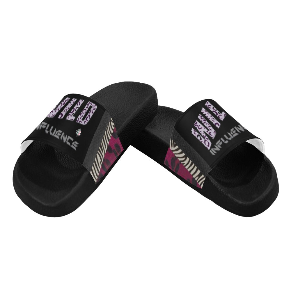 BOOJI ITALY WILD INFLUENCE FULL ZOO LOGO WOMEN'S BLACK SOLE SLIDES
