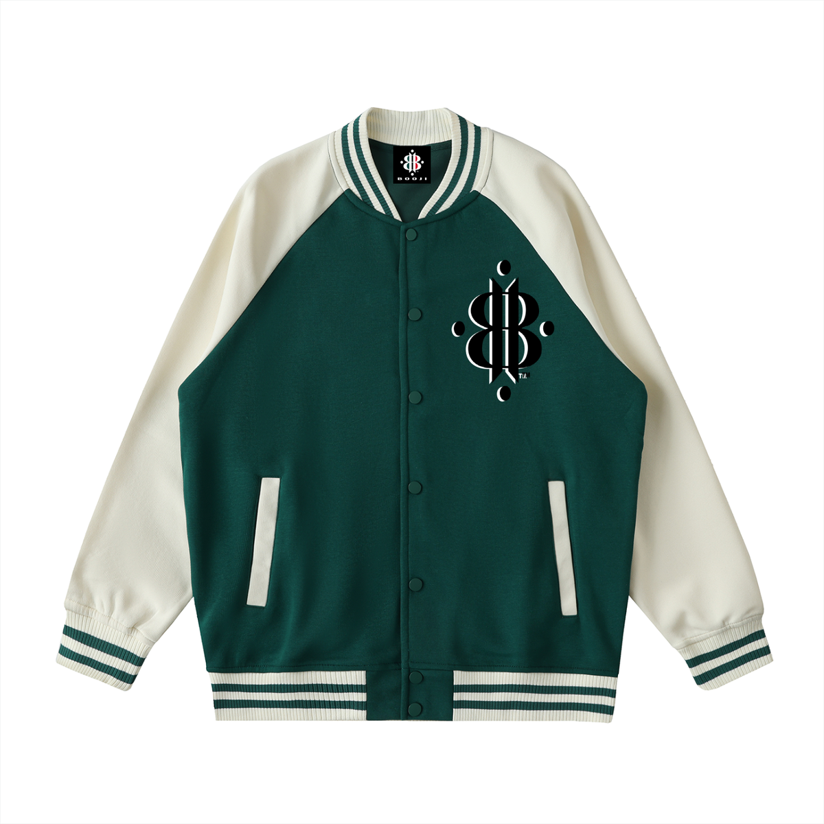 BOOJI ITALY 4 EVER $ LOGO UNISEX TWO-TONE VARSITY LETTERMAN'S STYLE JACKET