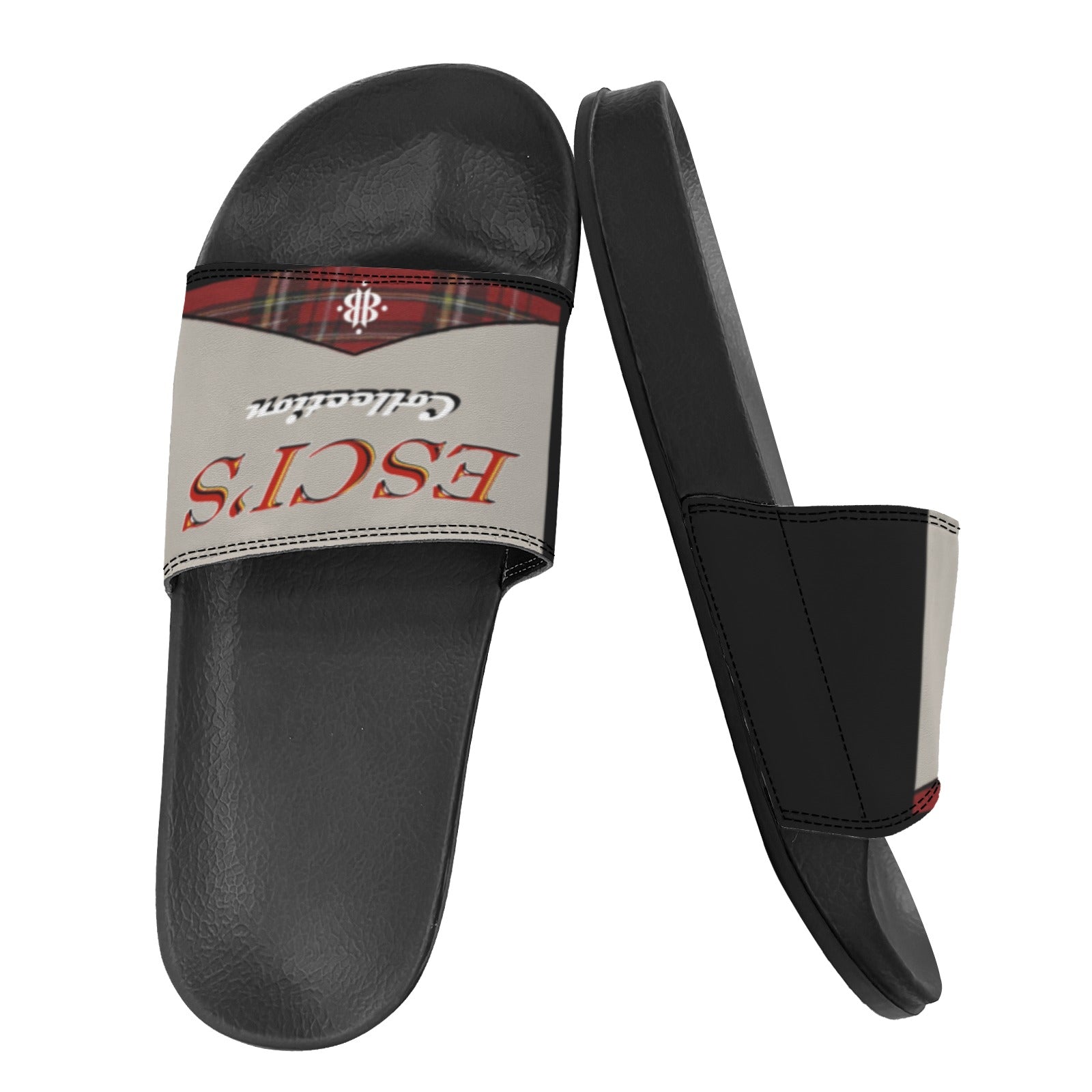 BOOJI ITALY ESCI'S COLLECTION LOGO MEN'S BLACK SOLE SLIDES