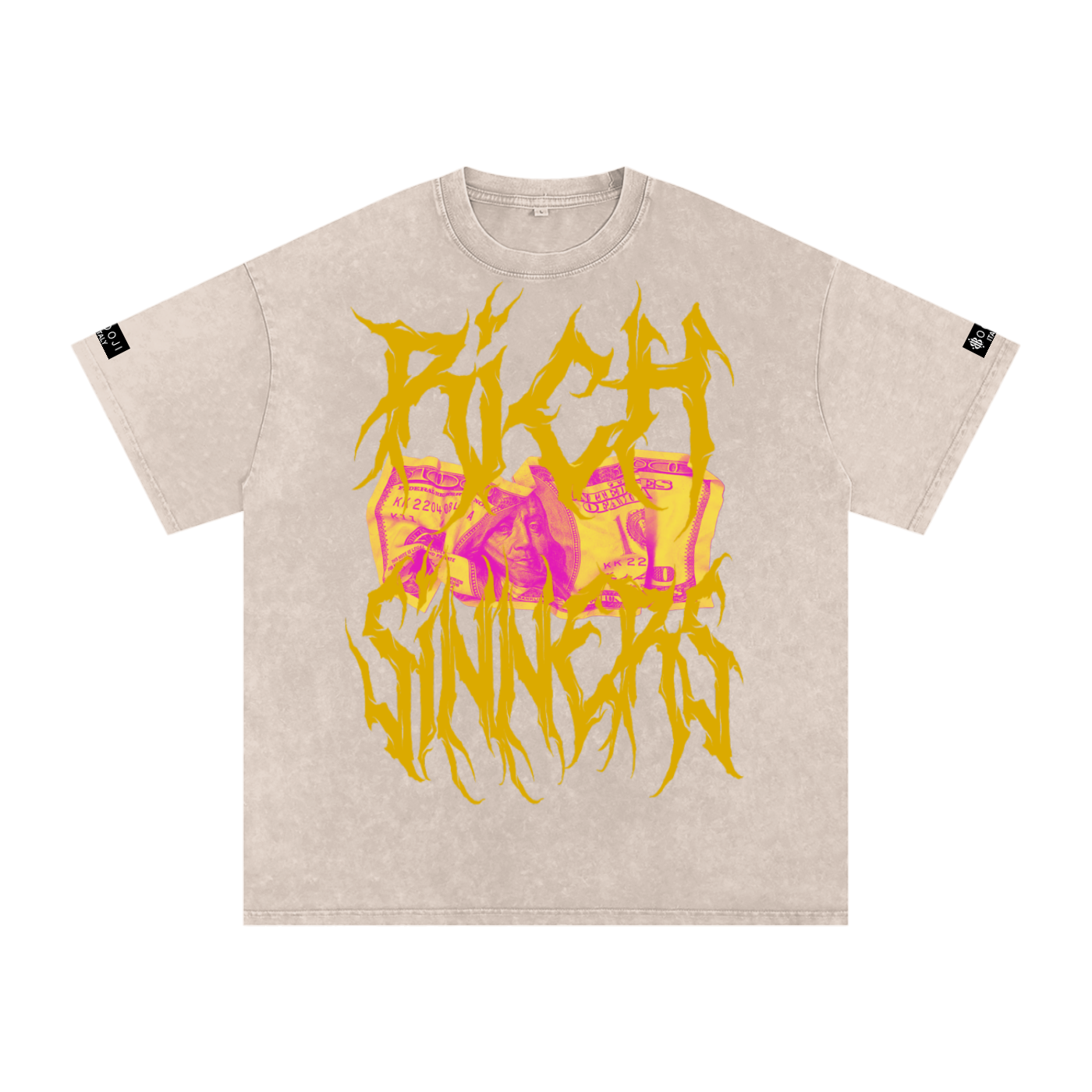 BOOJI ITALY "RICH SINNERS-REAL IS RARE" SNOW WASHED T-SHIRT