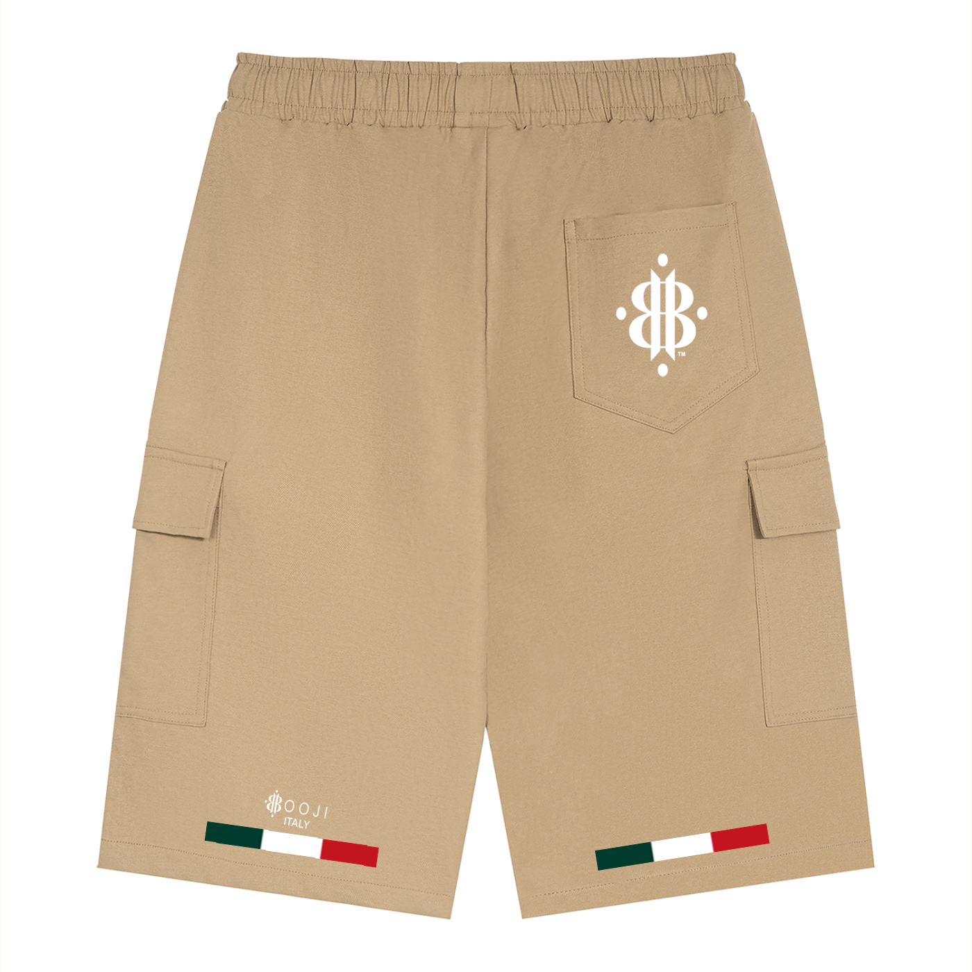 BOOJI ITALY 4 EVER $ LOGO ITALIAN FLAG ACCENT MEN'S CARGO SHORTS