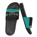 BOOJI ITALY SK8R'S COLLECTION LOGO MEN'S BLACK SOLE TEAL SLIDES Custom Men's One-piece Slippers