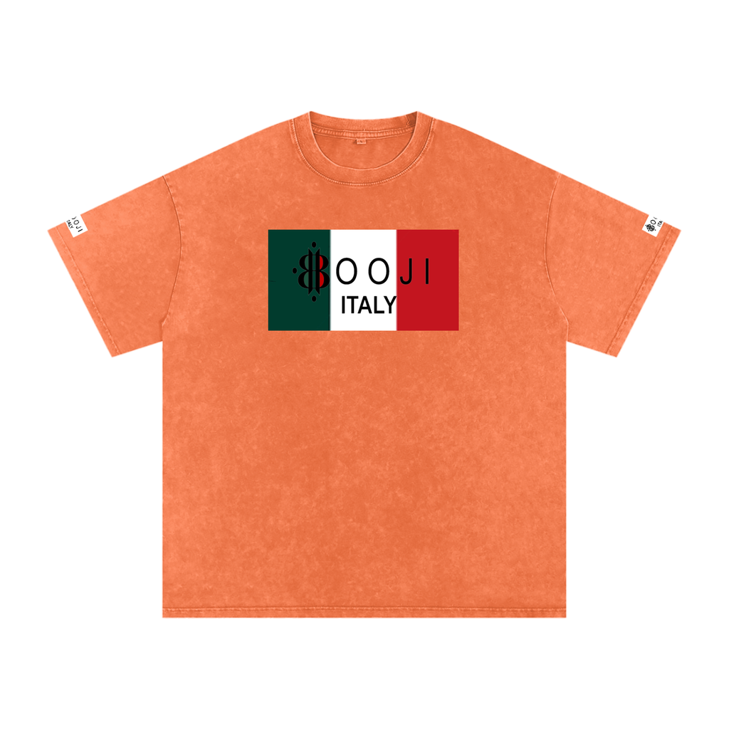 BOOJI ITALY ITALIAN FLAG BRAND LOGO SNOW WASHED T-SHIRT