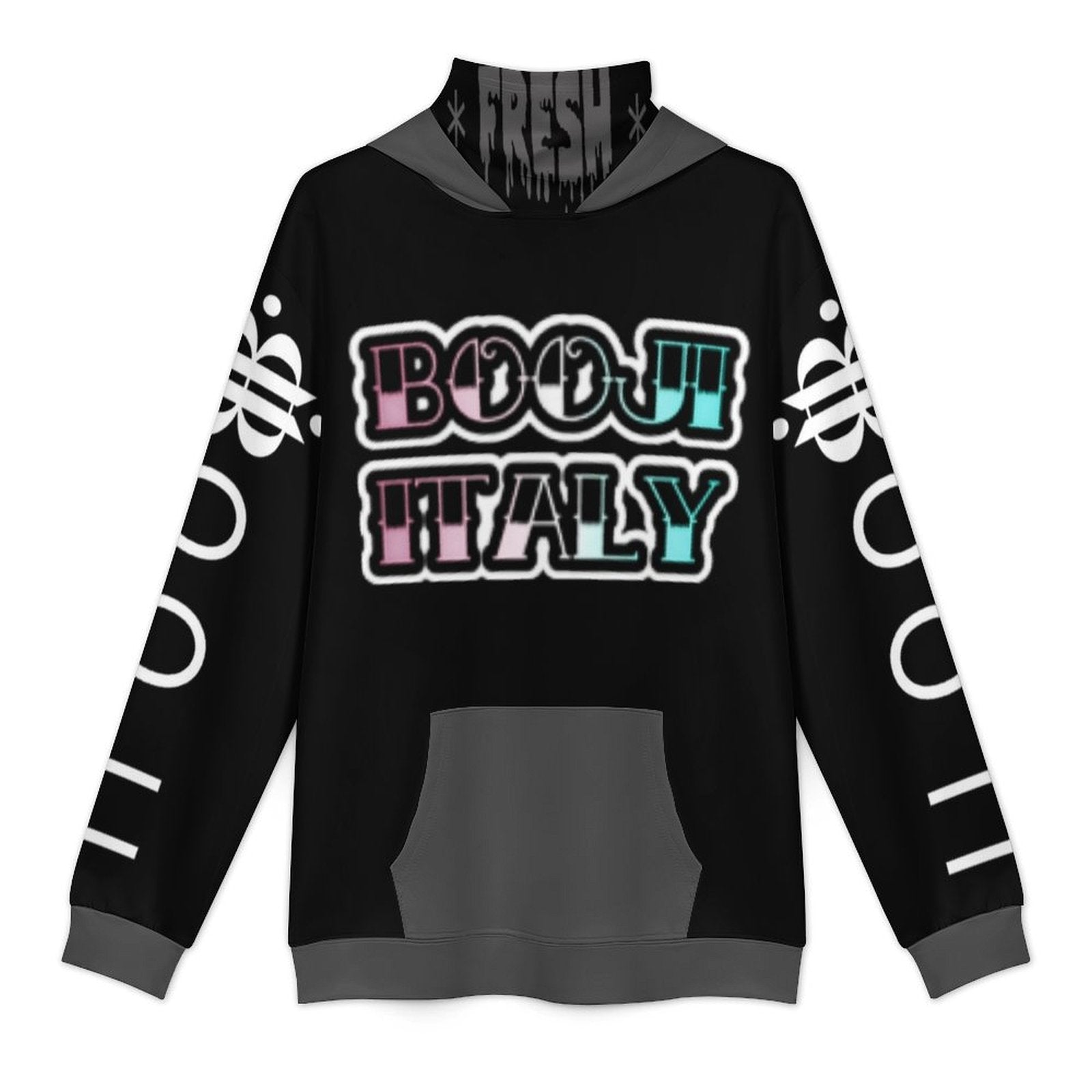 BOOJI INVERTED LOGO FRESH BLACK & GREY Men's Hoodie with Mask