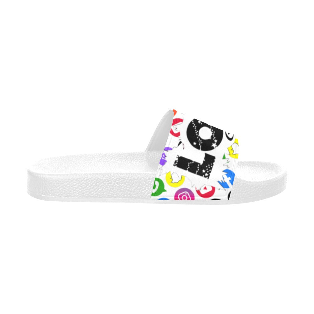 BOOJI ITALY LOGOS COLLECTION MEN'S WHITE SOLE SLIDES