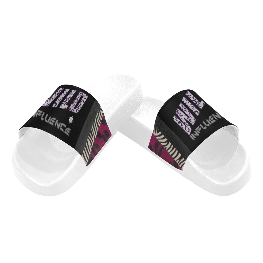 BOOJI ITALY WILD INFLUENCE FULL ZOO LOGO WOMEN'S WHITE SOLE SLIDES