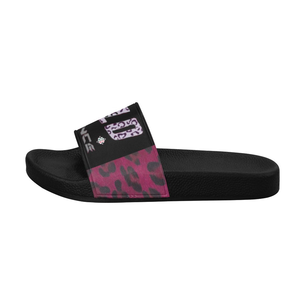 BOOJI ITALY WILD INFLUENCE LEOPARD LOGO WOMEN'S BLACK SOLE SLIDES