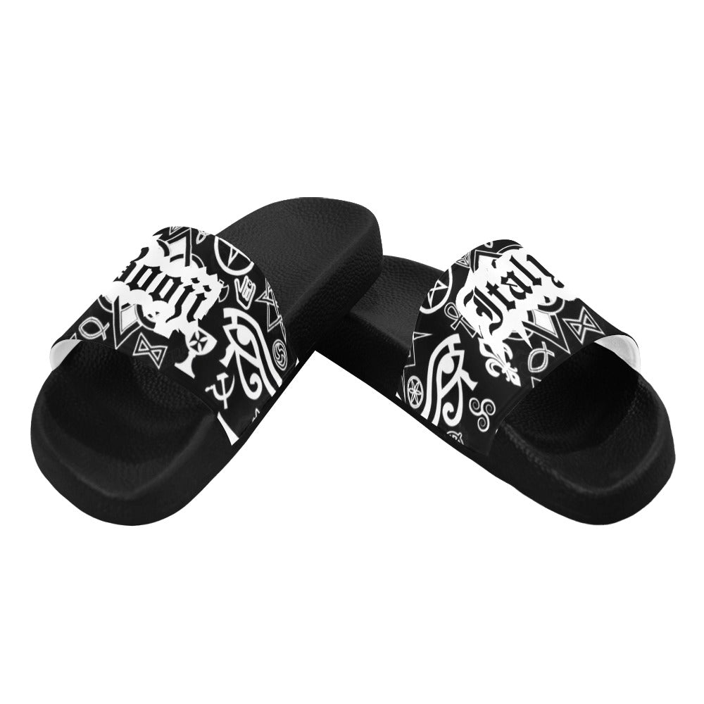 BOOJI ITALY SYMBOLS COLLECTION BLACK MEN'S BLACK SOLE SLIDES
