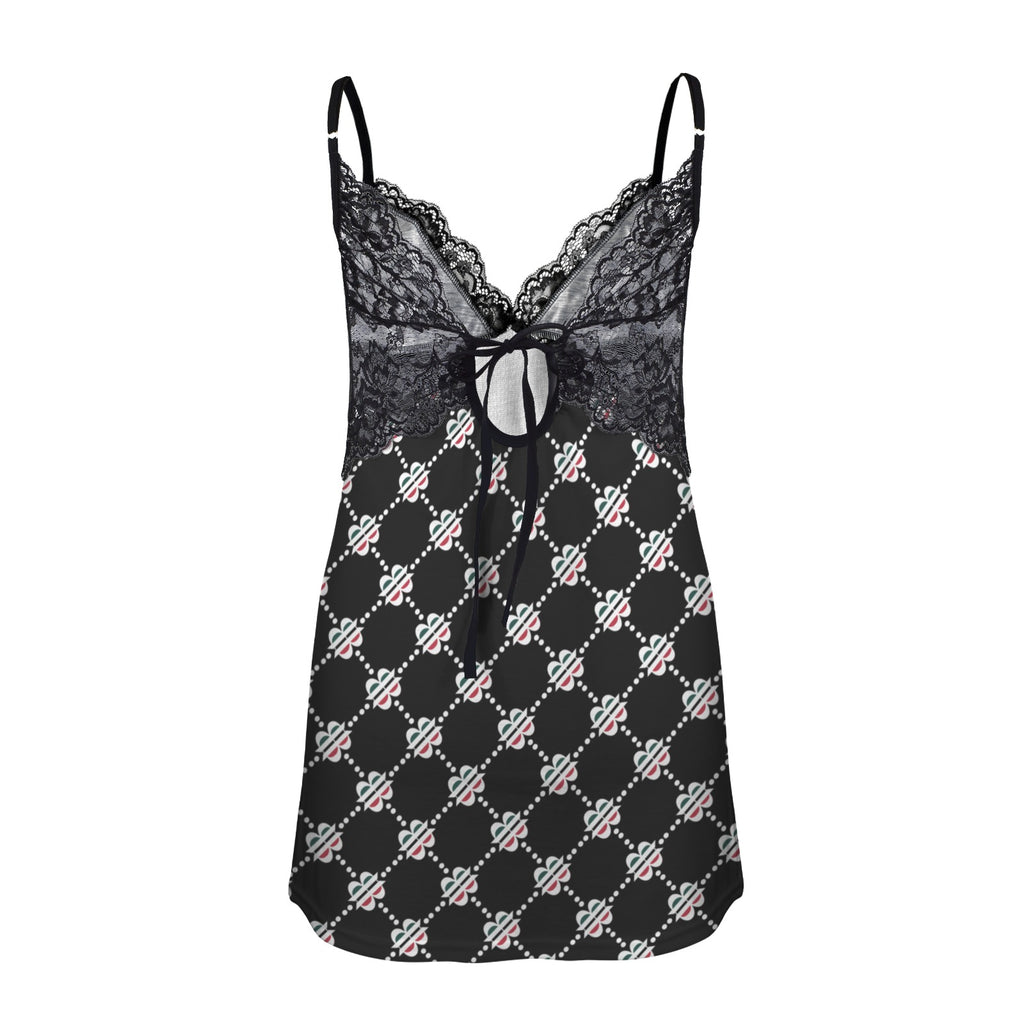 BOOJI ITALY LOGO PATTERN LACE LOW CUT BACKLESS CAMI