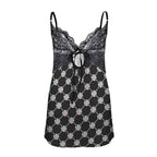 BOOJI ITALY PJ CAMI IN 4 EVER $ LOGO PATTERN LACE LOW CUT BACKLESS TEDDY