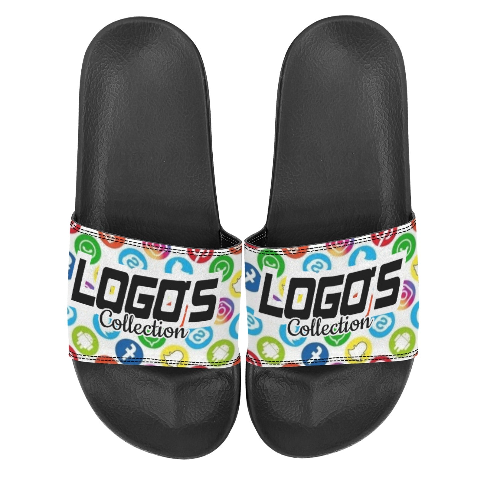 BOOJI ITALY LOGO'S COLLECTION MEN'S BLACK SOLE SLIDES