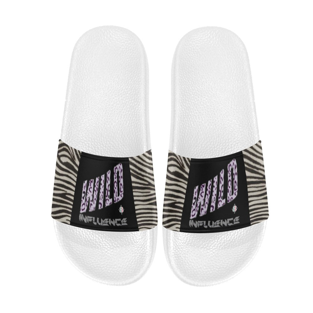 BOOJI ITALY WILD INFLUENCE ZEBRA LOGO WOMEN'S WHITE SOLE SLIDES