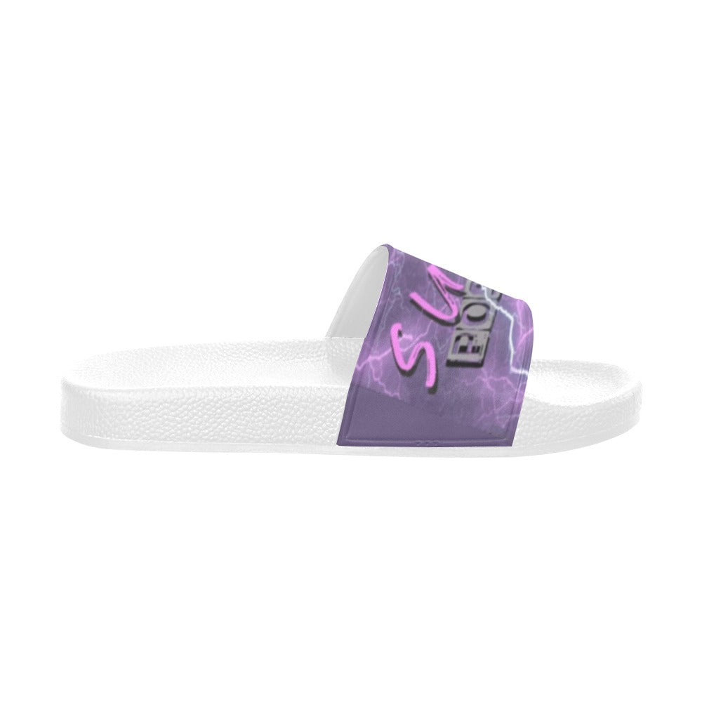 BOOJI ITALY SUPER POSITION LIGHTNING LOGO WHITE SOLE SLIDES Women's Slide Sandals(Model 057)