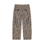 BOOJI ITALY FLY DENIM MFR. COLLECTION MEN'S LEOPARD PATTERN WIDE LEG JEANS